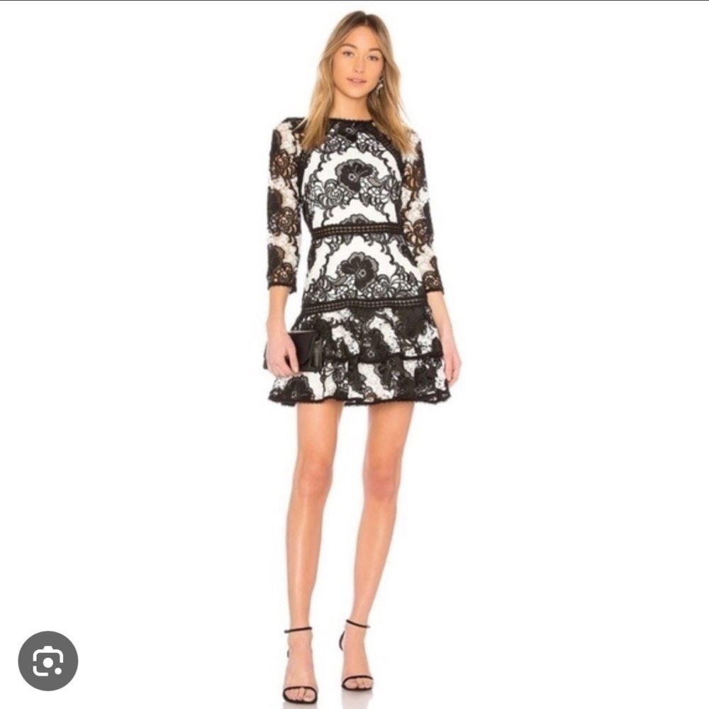 Alexis Elegant Black & White Lace Dress L